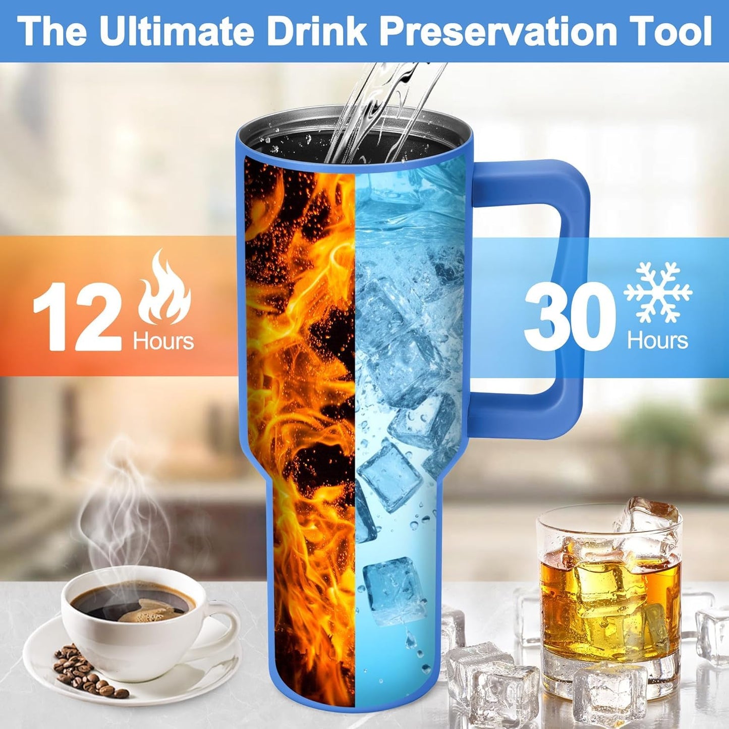 1200ML Stainless Steel Insulated Tumbler with Lid and Straw